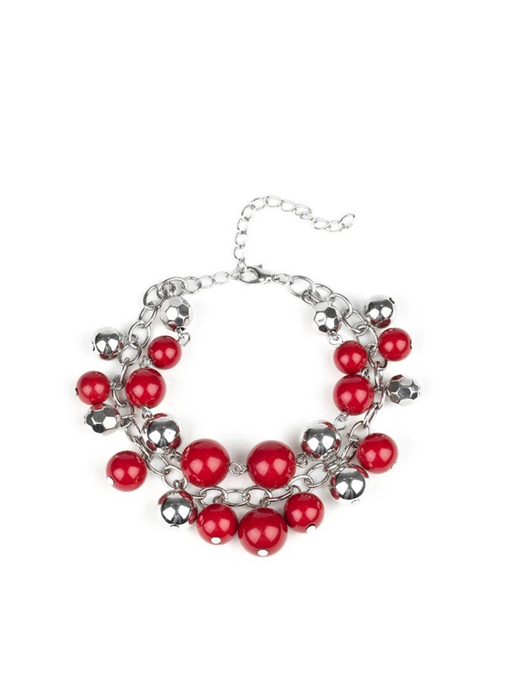 🍑Red Bead and Silver Charm Bracelet - Picture 2 of 4